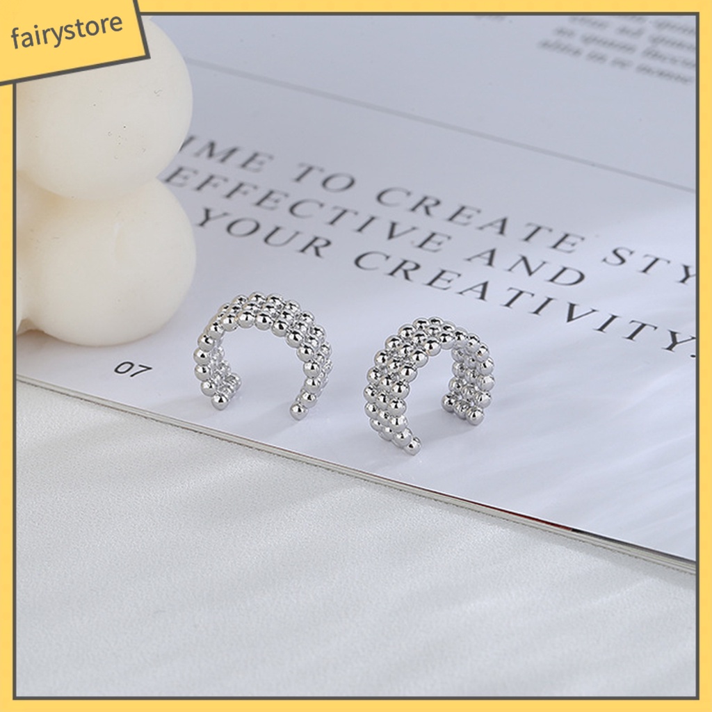 1 Khuyên Tai Dạng Kẹp Ba Lớp Mạ Điện Đính Hạt Tròn Phong Cách Pháp Thích Hợp Dự Tiệc