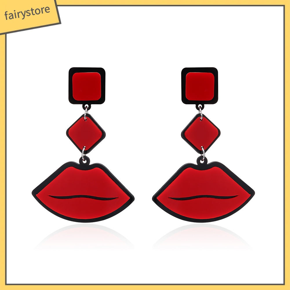 [FRO] Bông Tai Hình Đôi Môi Đỏ Phong Cách Vintage Cho Nữ