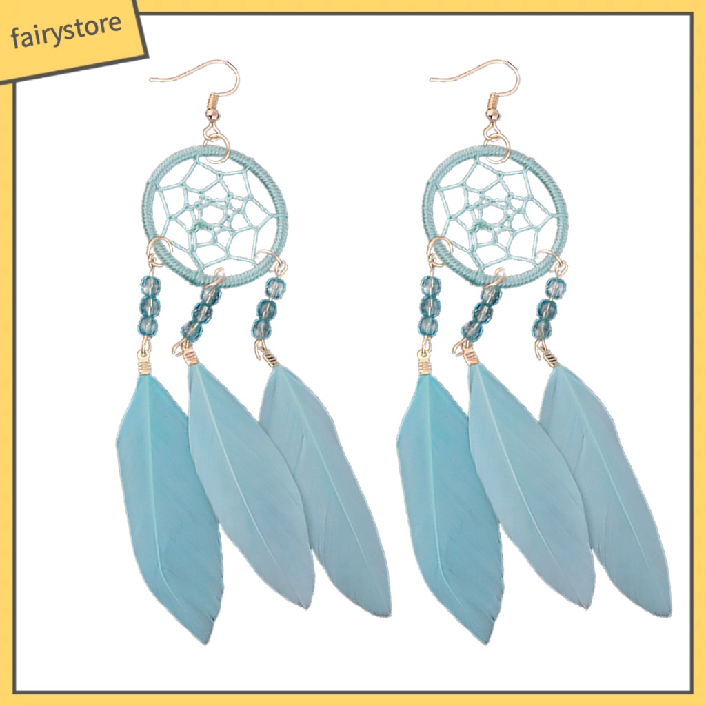 1 Đôi Bông Tai Thiết Kế Hình Dream Catcher Phong Cách Dân Tộc Cho Cuộc Sống Hàng Ngày