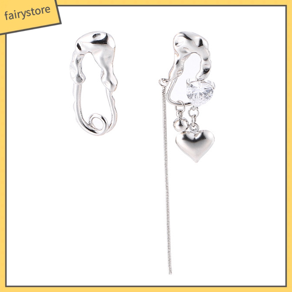 1 Đôi Bông Tai Hình Trái Tim Xếp Ly Không Đối Xứng Dành Cho Nữ