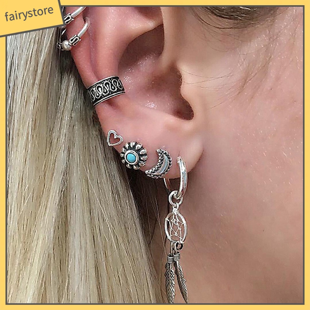 Set 7 Khuyên Tai Phong Cách Retro Thời Trang Cho Nữ