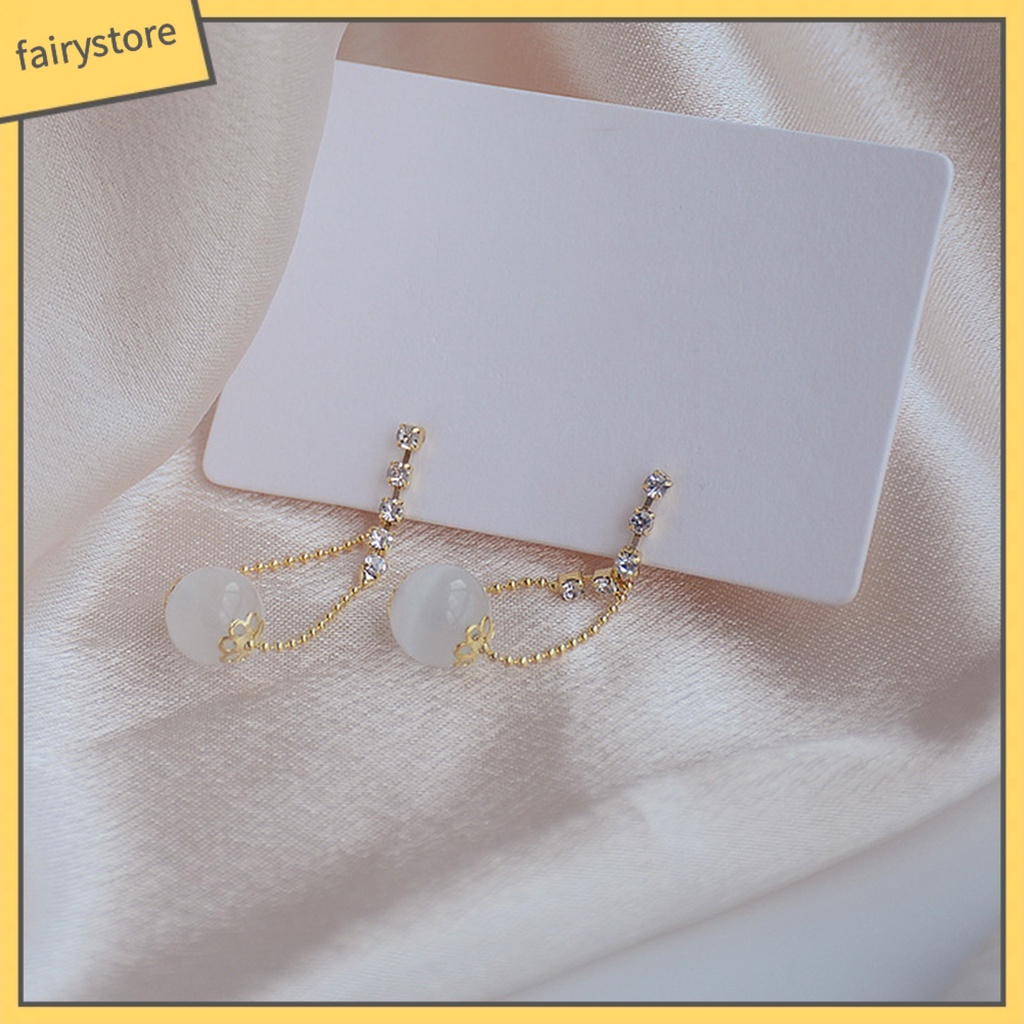 1 Đôi Khuyên Tai Kim Loại Đính Đá Opal Nhân Tạo Thời Trang