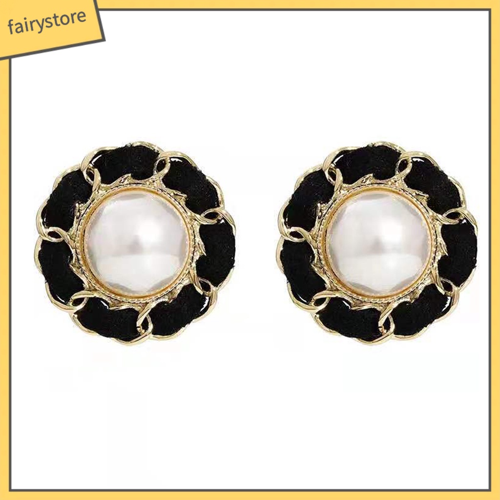 1 Đôi Bông Tai Hình Học Đính Ngọc Trai Nhân Tạo Mạ Điện Thanh Lịch Dành Cho Nữ