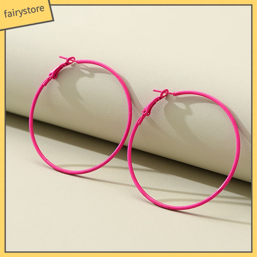 1 Đôi Bông Tai Hình Tròn Cỡ Lớn Dễ Phối Đồ Thời Trang Cho Nữ