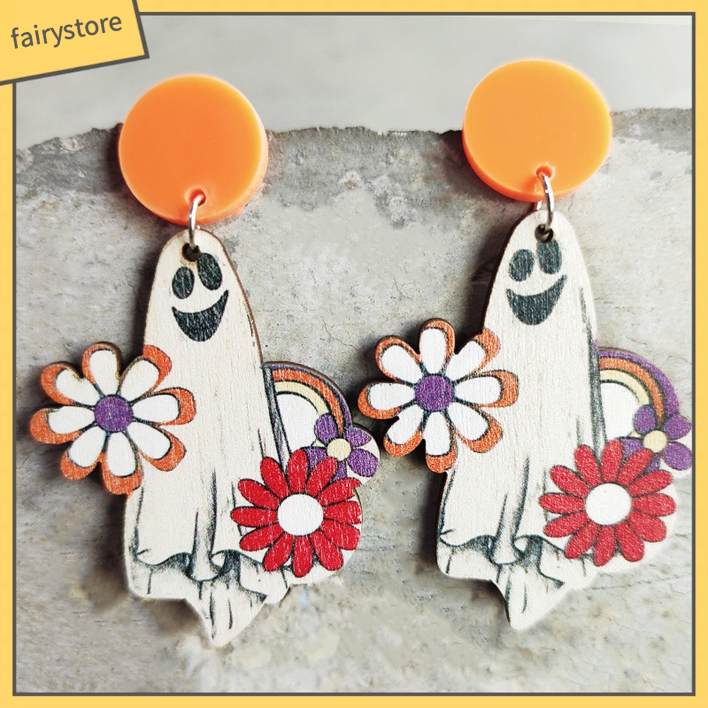 1 Đôi Bông Tai Hình Bí Ngô Hoạt Hình Phong Cách Vintage