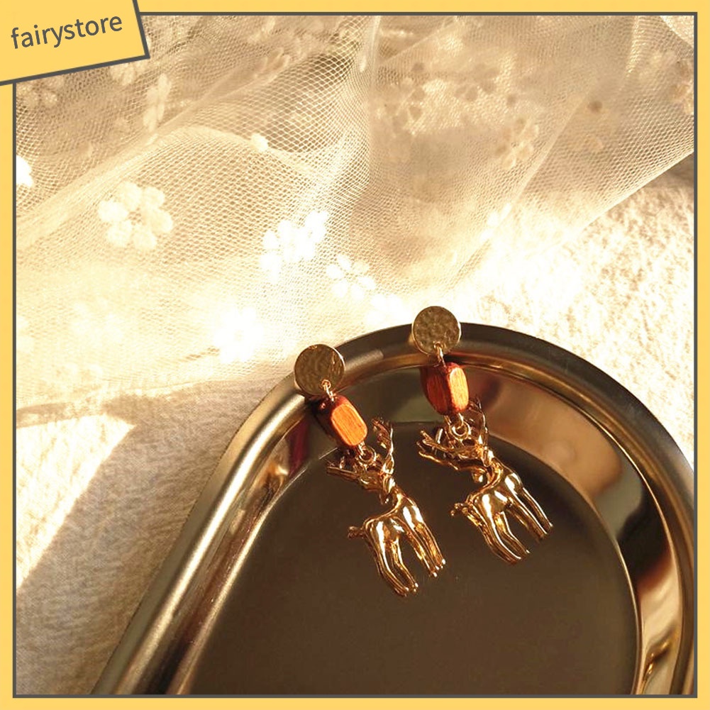 Bông Tai Dạng Xỏ Hình Tuần Lộc Dễ Thương Cho Nữ