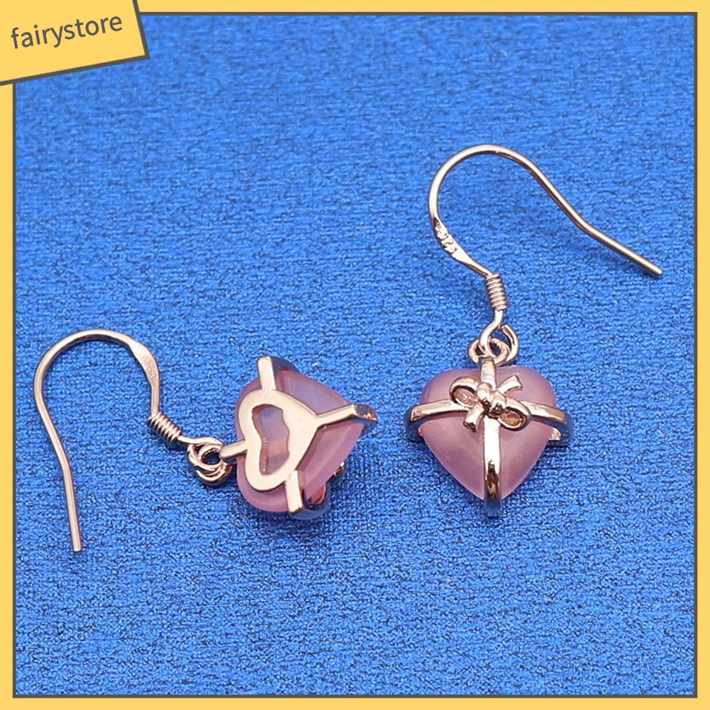 Đôi Bông Tai Hình Nơ / Trái Tim Đính Đá Thời Trang Cho Nữ