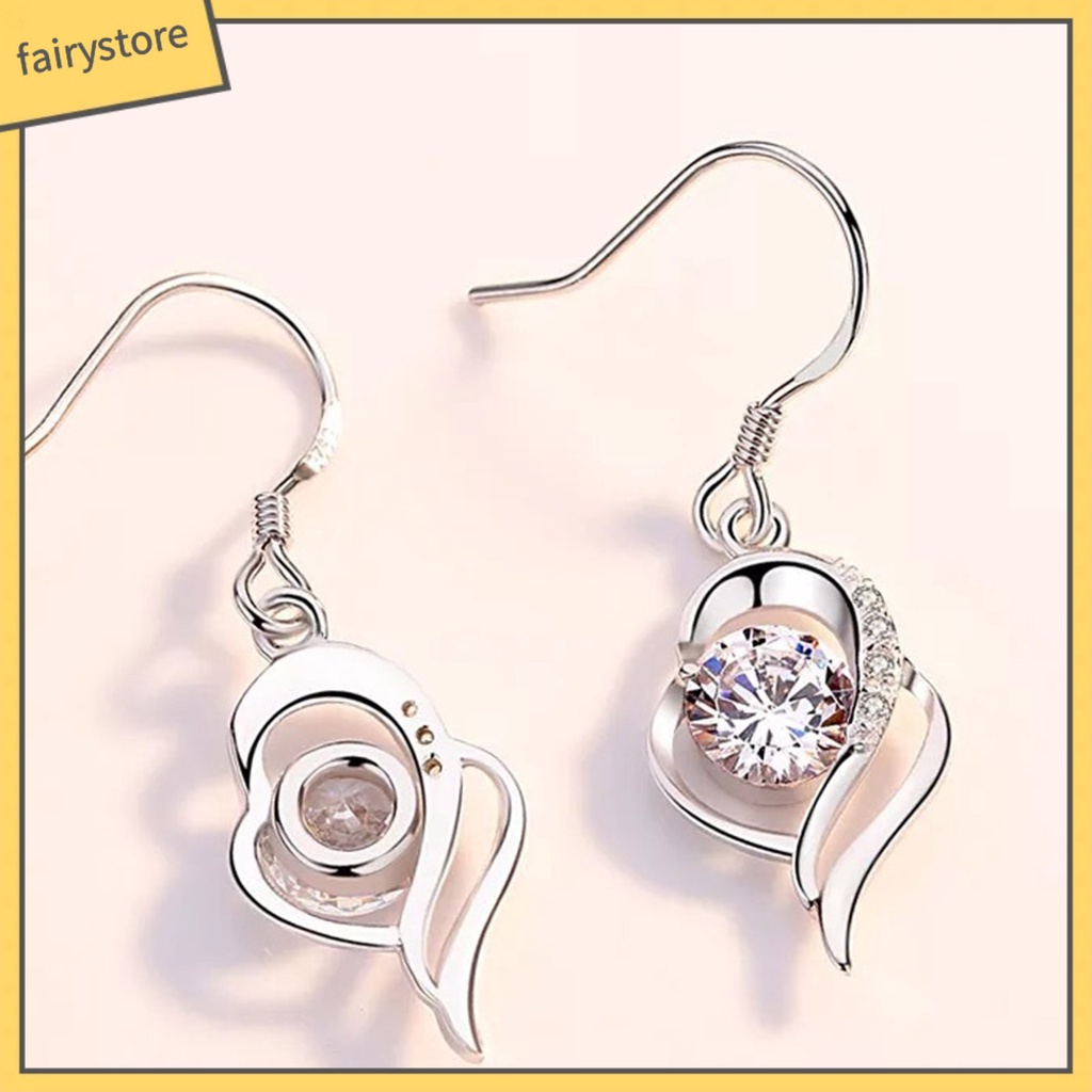 1 Đôi Bông Tai Móc Hình Trái Tim Rỗng Mạ Điện Lâu Trôi Dành Cho Đám Cưới