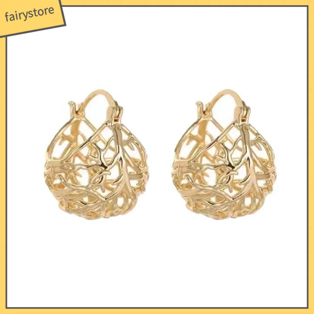 1 Đôi Bông Tai Kim Loại Rỗng Không Gây Kích Ứng Thiết Kế Sáng Tạo Thời Trang Dành Cho Nữ