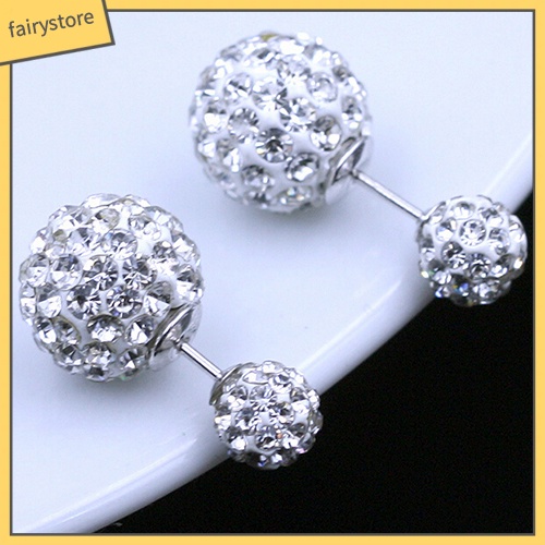 Bông Tai Mạ Bạc Đính Đá Hai Công Dụng Dành Cho Nữ