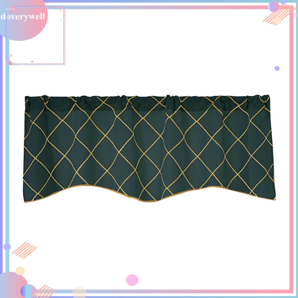 (DOV) Rèm Cửa Ngắn In Họa Tiết Lưới Hình Học Màu Trơn Trang Trí Cửa Sổ Nhà Bếp