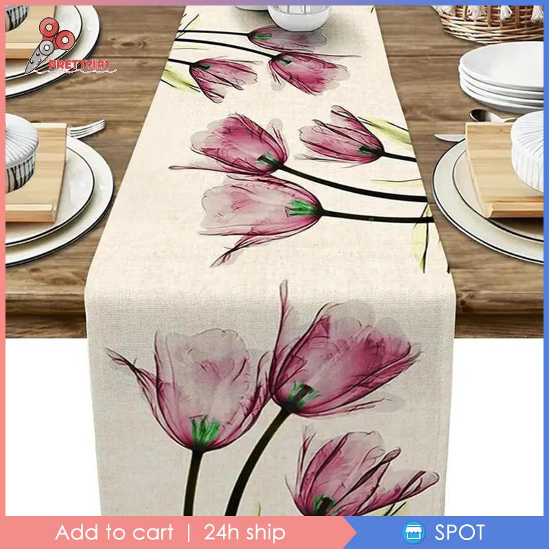 Khăn Trải Bàn 13 &quot;x72&quot; Họa Tiết Hoa Mùa Xuân Cho Gia Đình