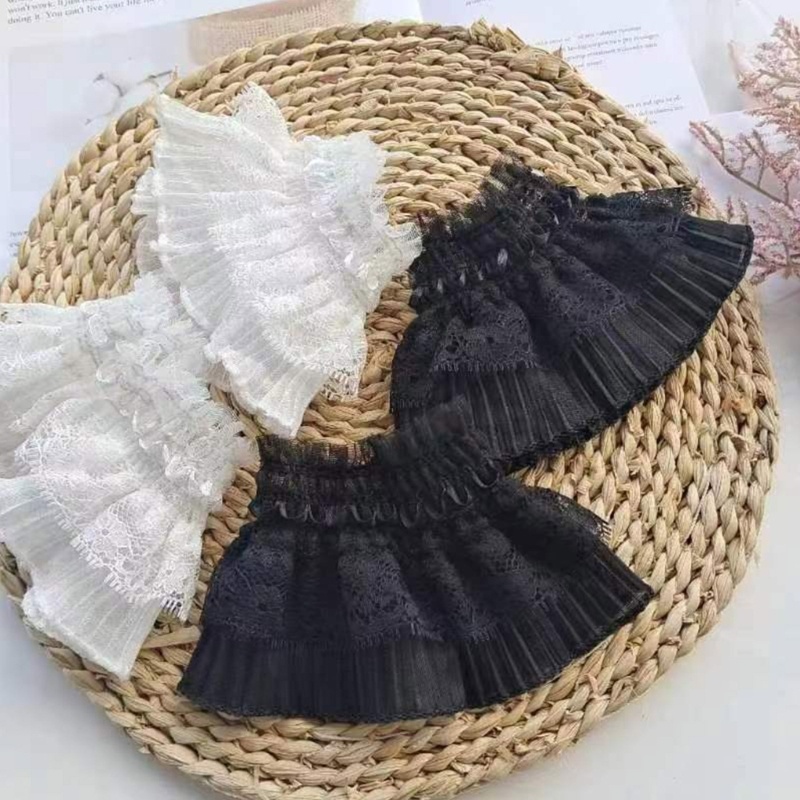 Brroa Áo Sơ Mi Phối Ren Giả Nhiều Lớp Trang Trí Cổ Tay Áo Có Thể Tháo Rời Cho Nữ Clo