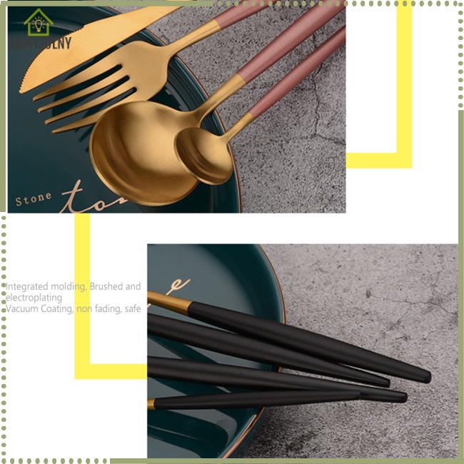 Bộ 4 Dụng Cụ Nấu Ăn Bằng Inox 304 Chống Mòn Kèm Dao Muỗng Nĩa Tiện Dụng Cho Nhà Bếp