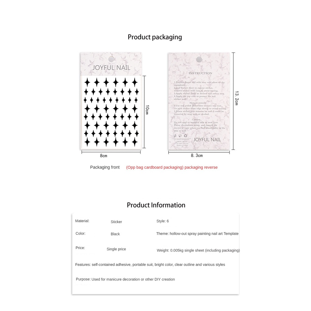 ♕Móng tay nghệ thuật Nhật Bản phun sơn Sticker Hollow trái tim bướm ít gấu sao mẫu pháp Nail Decal trang trí móng tay công cụ cho cửa hàng móng tay 12 thiết kế upbest