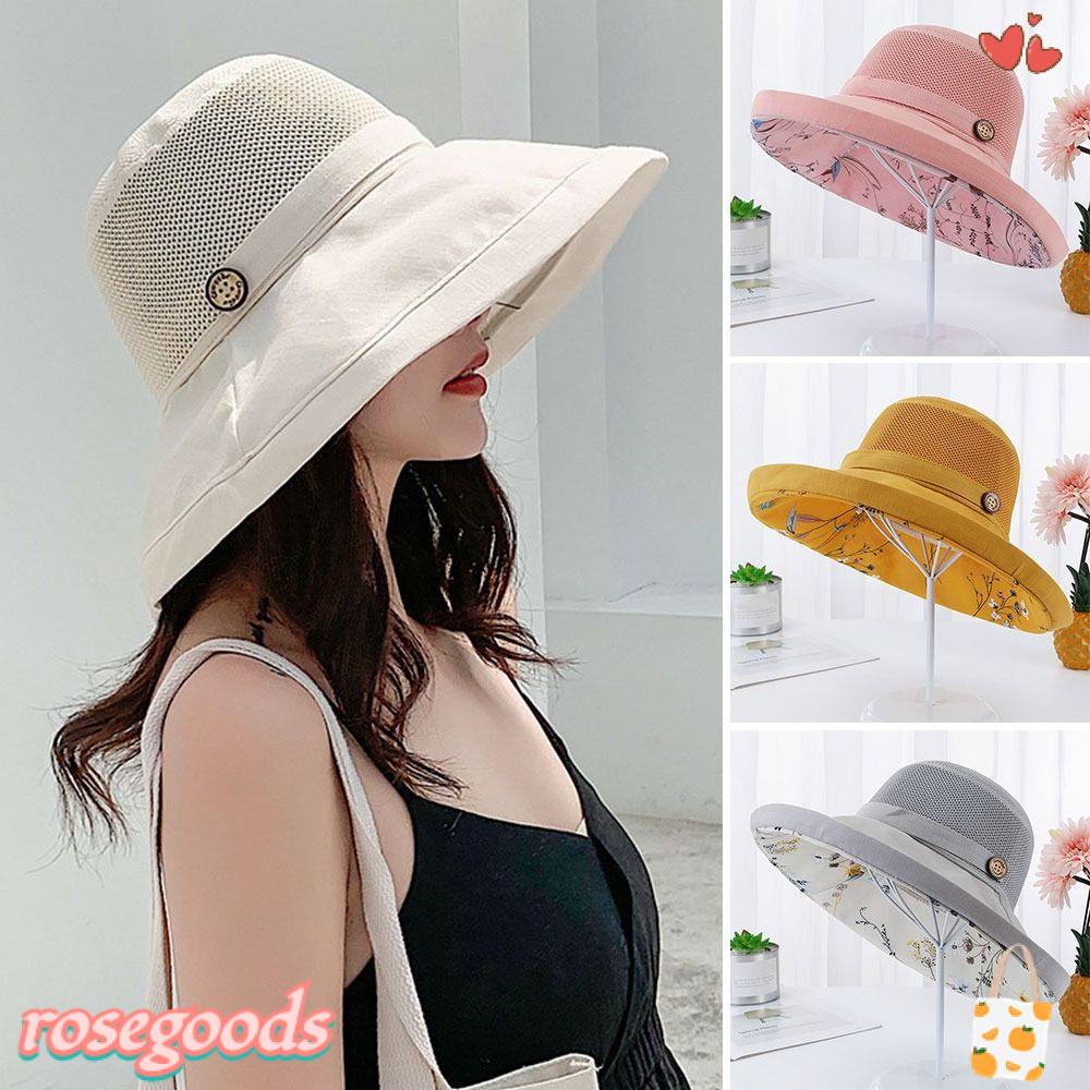 Nón Bucket Panama Vành Rộng Thoáng Khí Hoạ Tiết Hoa Hồng Xinh Xắn