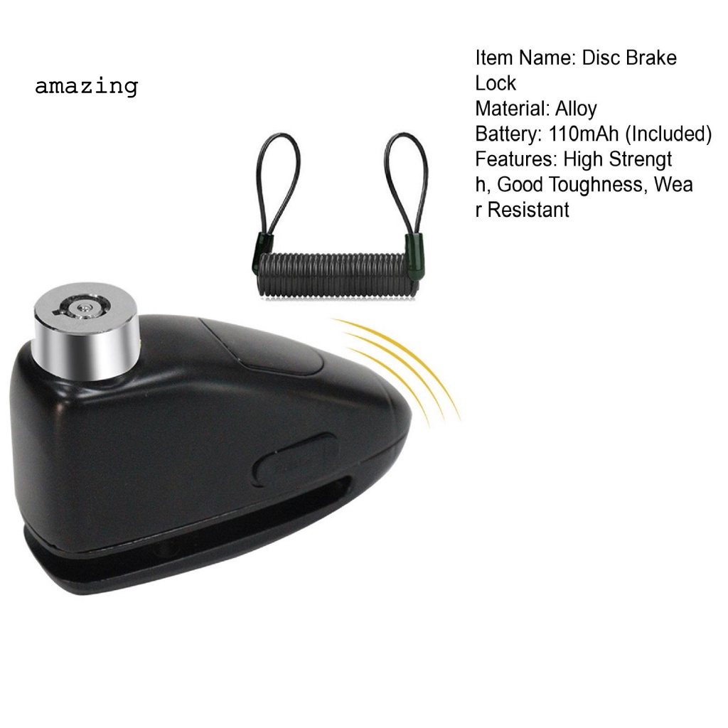 Ổ Khóa Phanh Đĩa Báo Động Độ Chính Xác Cao Chống Nước Chống Trộm Bằng Hợp Kim Loại C Cho Xe Máy