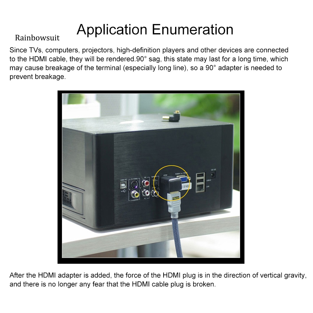 Bộ 2 Đầu Nối Chuyển Đổi HDMI Sang Female Góc Phải 90 Độ