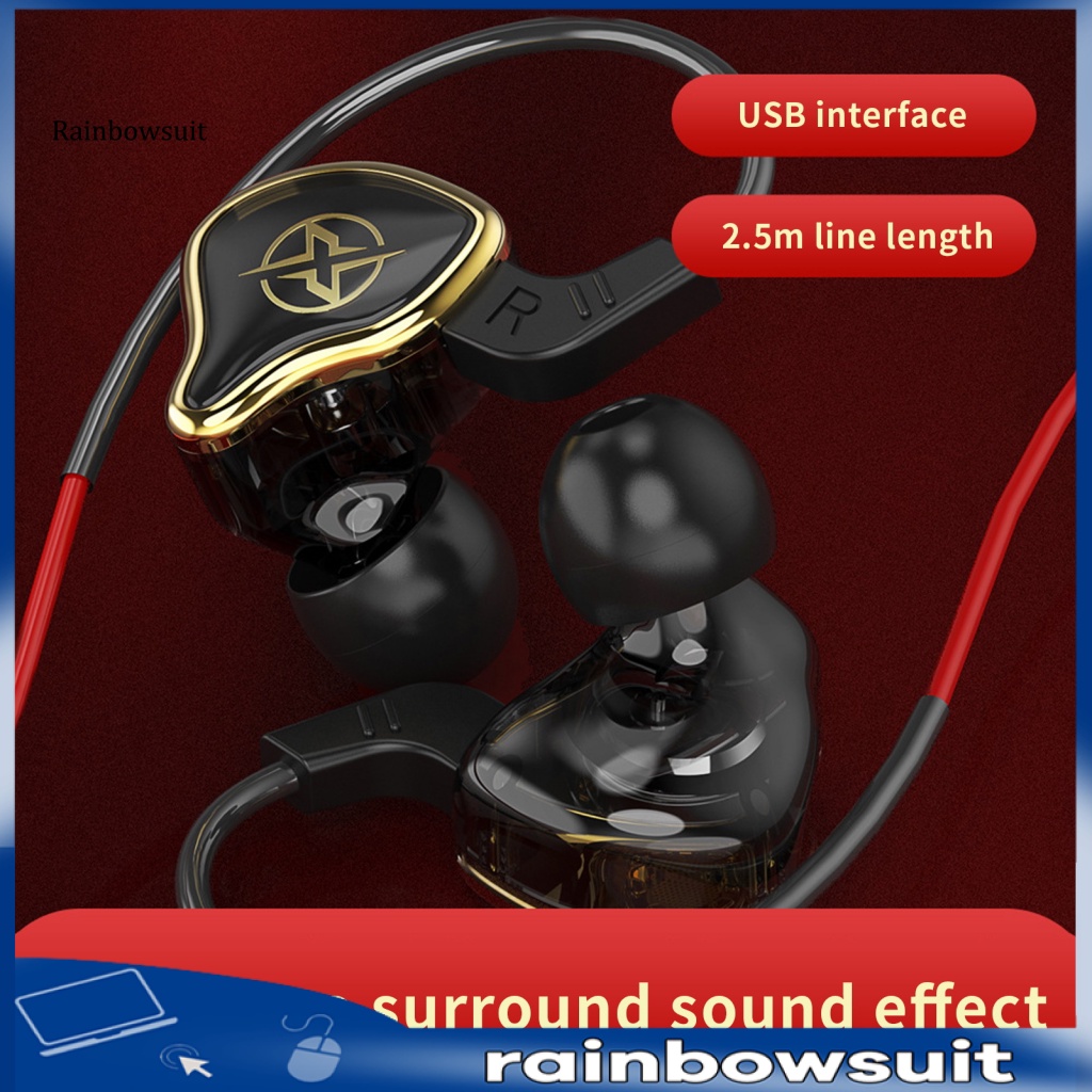 Tai Nghe Nhét Tai Có Dây 20-20000Hz Kèm Mic Đầu Cắm USB Chuyên Dụng Cho Máy Tính