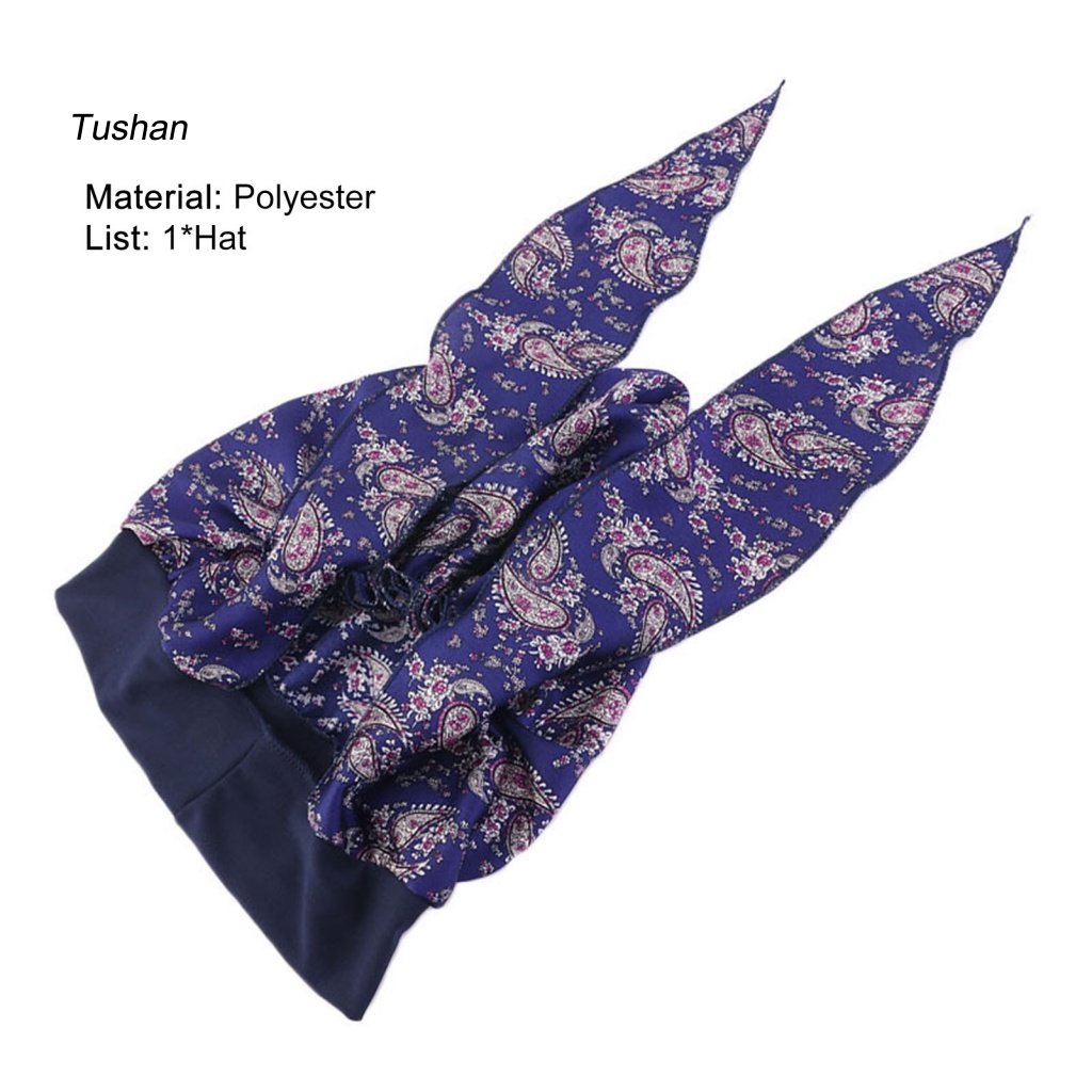 Khăn Turban Giả Lụa In Hoa Phong Cách Vintage Cho Nữ
