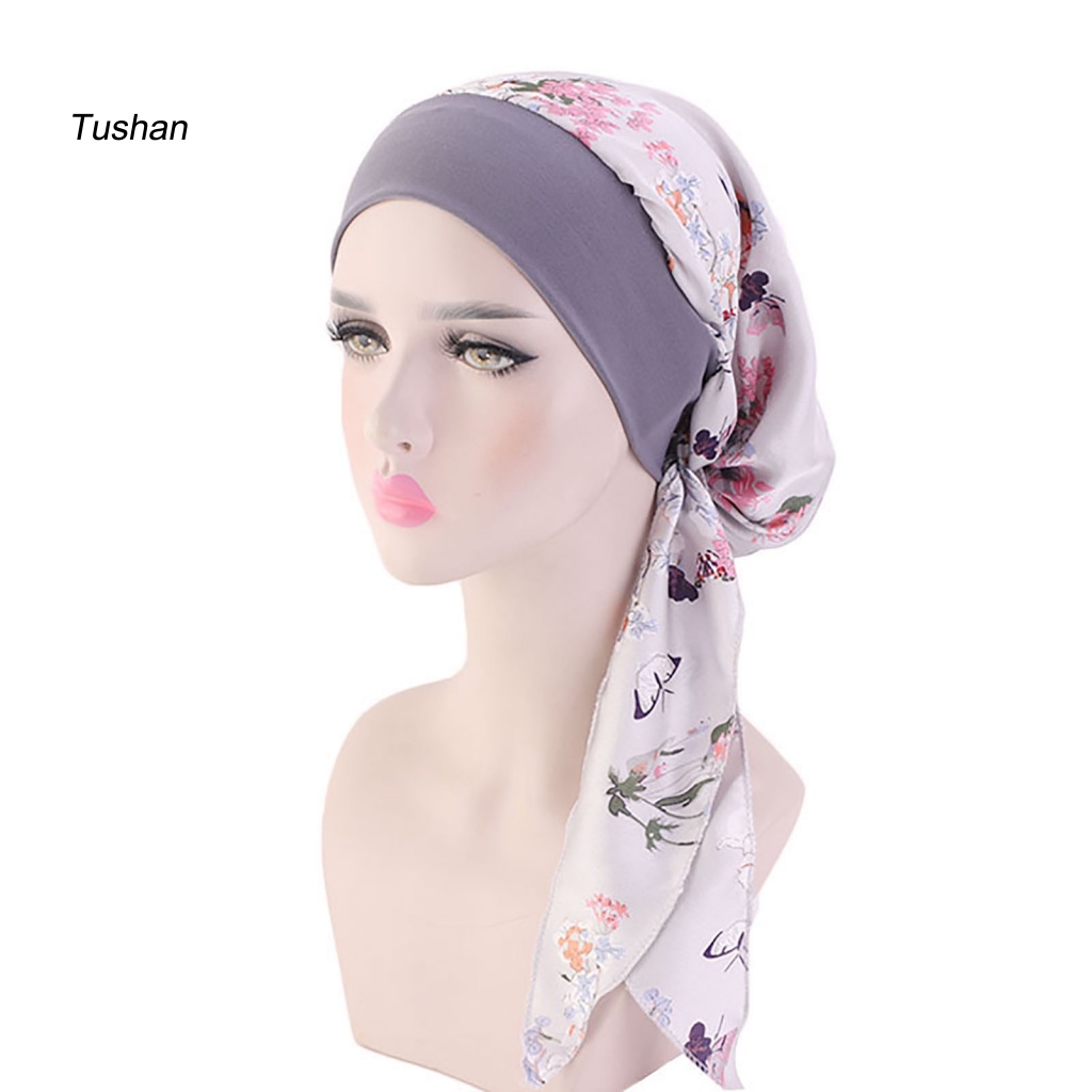 Mũ Trùm Đầu Cột Dây Giả Lụa Mềm Mại Màu Sắc Trơn Truyền Thống