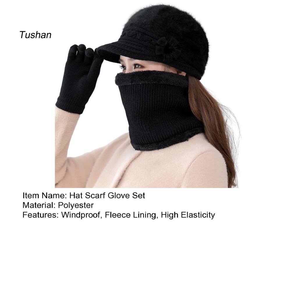 1 Bộ Găng Tay Và Mũ Len Chống Gió Thời Trang Mùa Đông