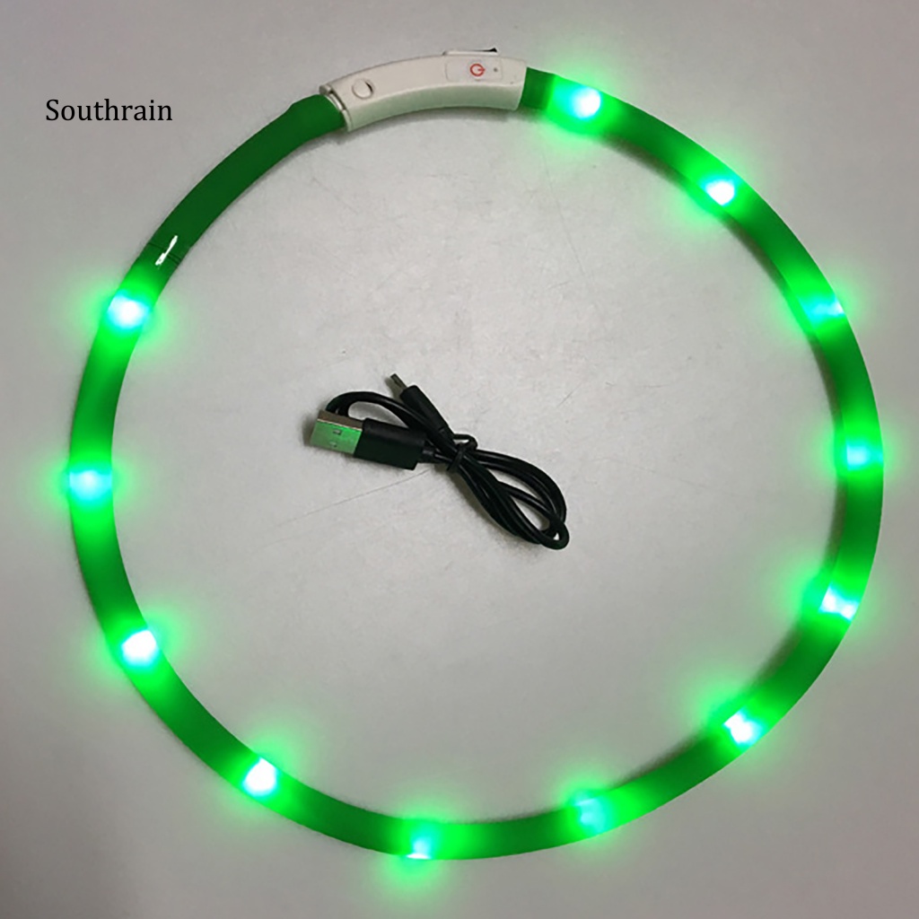 Vòng Cổ Silicone Màu Dạ Quang Chống Lạc Có Thể Sạc Lại Dành Cho Cún Cưng