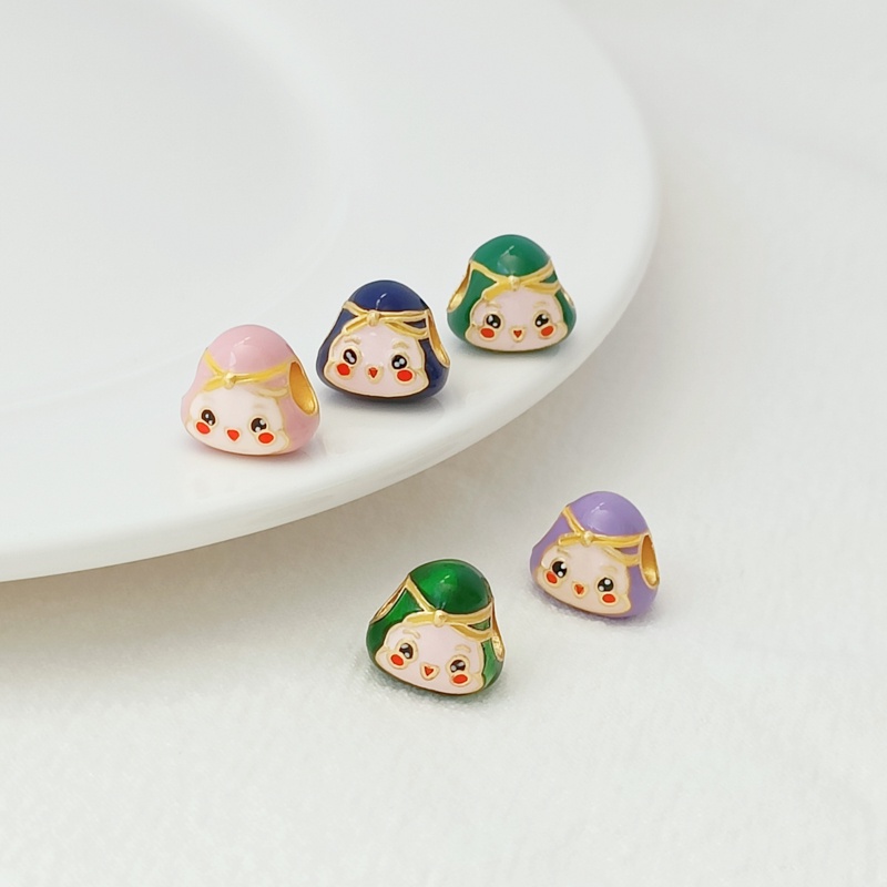 Vòng Tay Chuỗi Hạt Màu Vàng Đồng Khoét Lỗ To Dễ Thương DIY