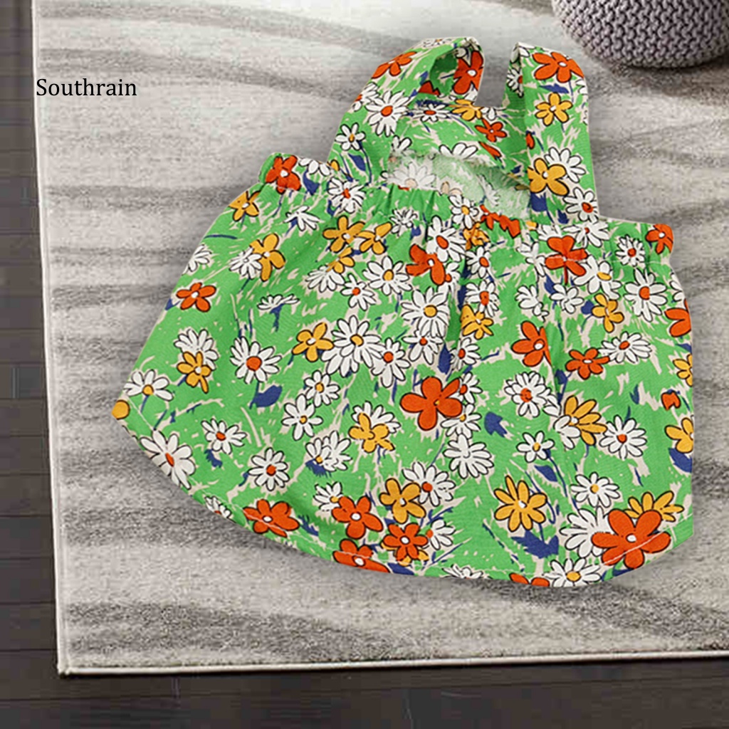 Đầm Không Tay Co Giãn In Họa Tiết Hoa Và Cà Rốt Thời Trang Cho Cún Cưng