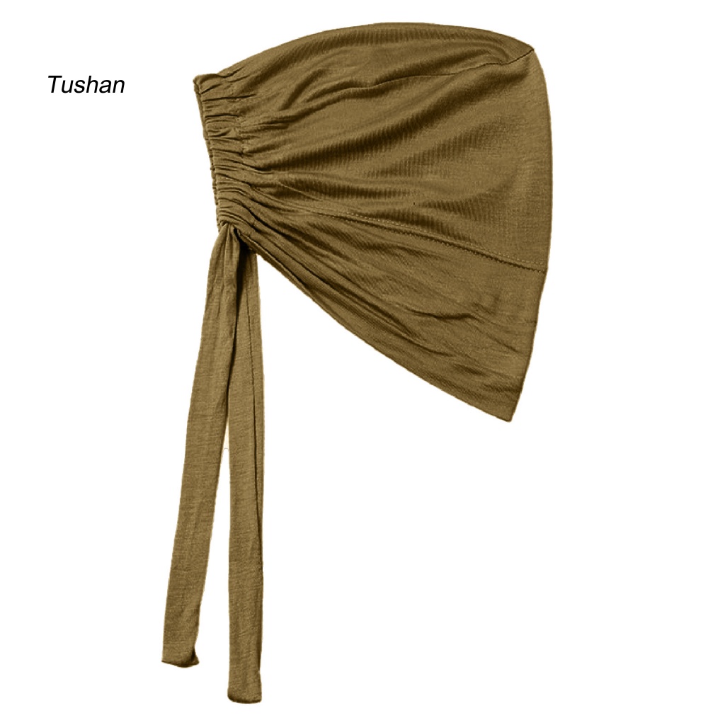 Mũ Turban Thắt Dây Màu Trơn Chống Gió Có Thể Điều Chỉnh Cho Nữ