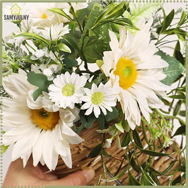 Giỏ Hoa Hướng Dương Nhân Tạo Treo Cửa Trước Trang Trí Nhà Cửa / Sân Vườn