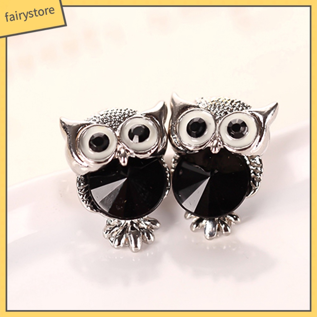 Bông Tai Hình Chim Cú Đính Đá Bằng Hợp Kim Thời Trang Dành Cho Nữ