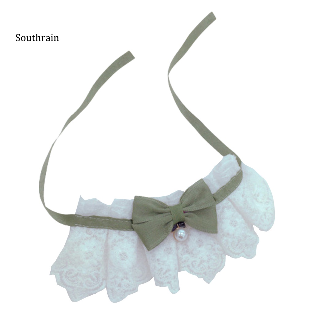 Yếm Đeo Cổ Bằng Vải Cotton Phối Ren Thắt Nơ Dễ Thương Dành Cho Mèo Cưng