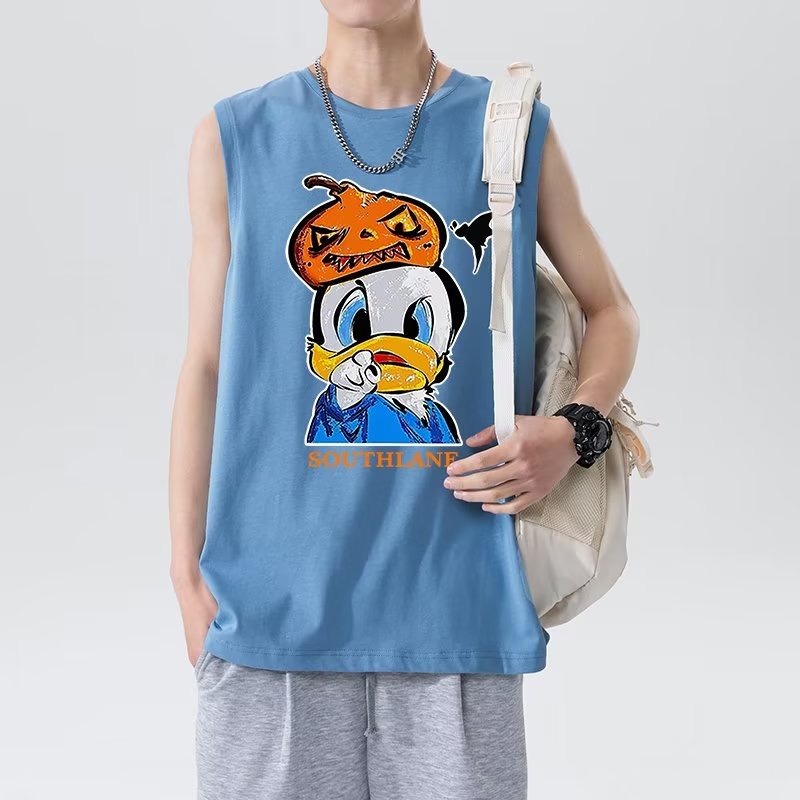 Áo Thun Ba Lỗ Cổ Tròn In Vịt Hoạt Hình Phong Cách Hip Hop Thời Trang Mùa Hè Cho Nam Cỡ M-5XL