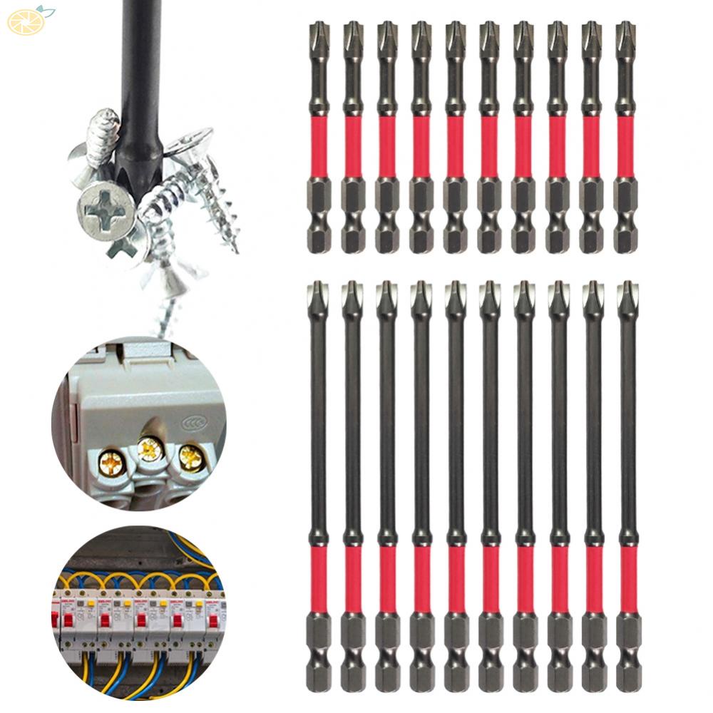 【VARSTR】Circuit Breaker Screwdriver Bit FPH2 10x Magnetized for Earth Leakage Protectors Red