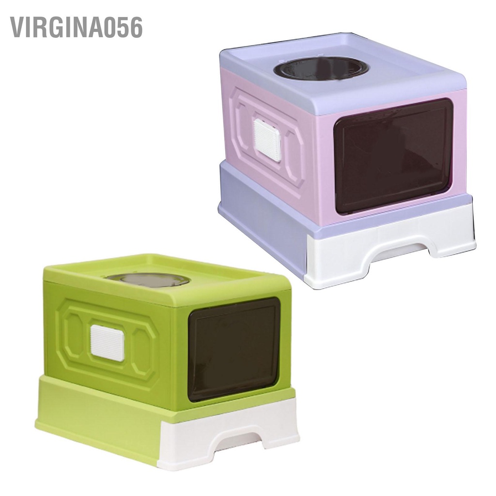 Virgina056 Hộp đựng đồ vệ sinh cho mèo có thể gập lại Loại ngăn kéo Ngăn chặn bắn tung tóe Kiểm soát mùi chống rò rỉ lớn được bao kín hoàn toàn