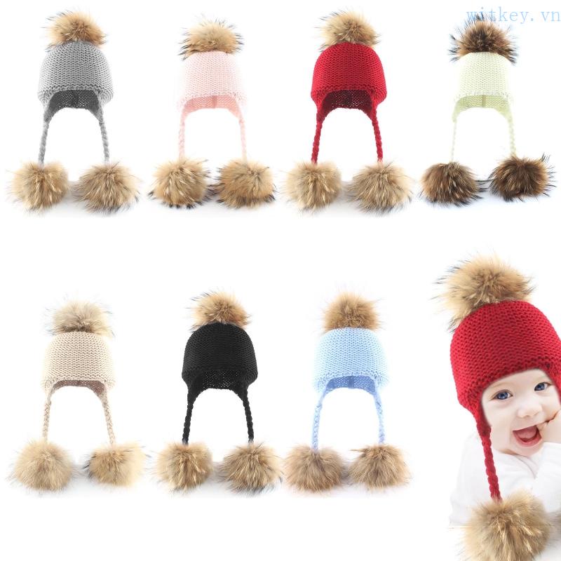 Mũ beanie Trùm Tai 3 Màu Trơn Giữ Ấm Mùa Thu Đông Cho Bé