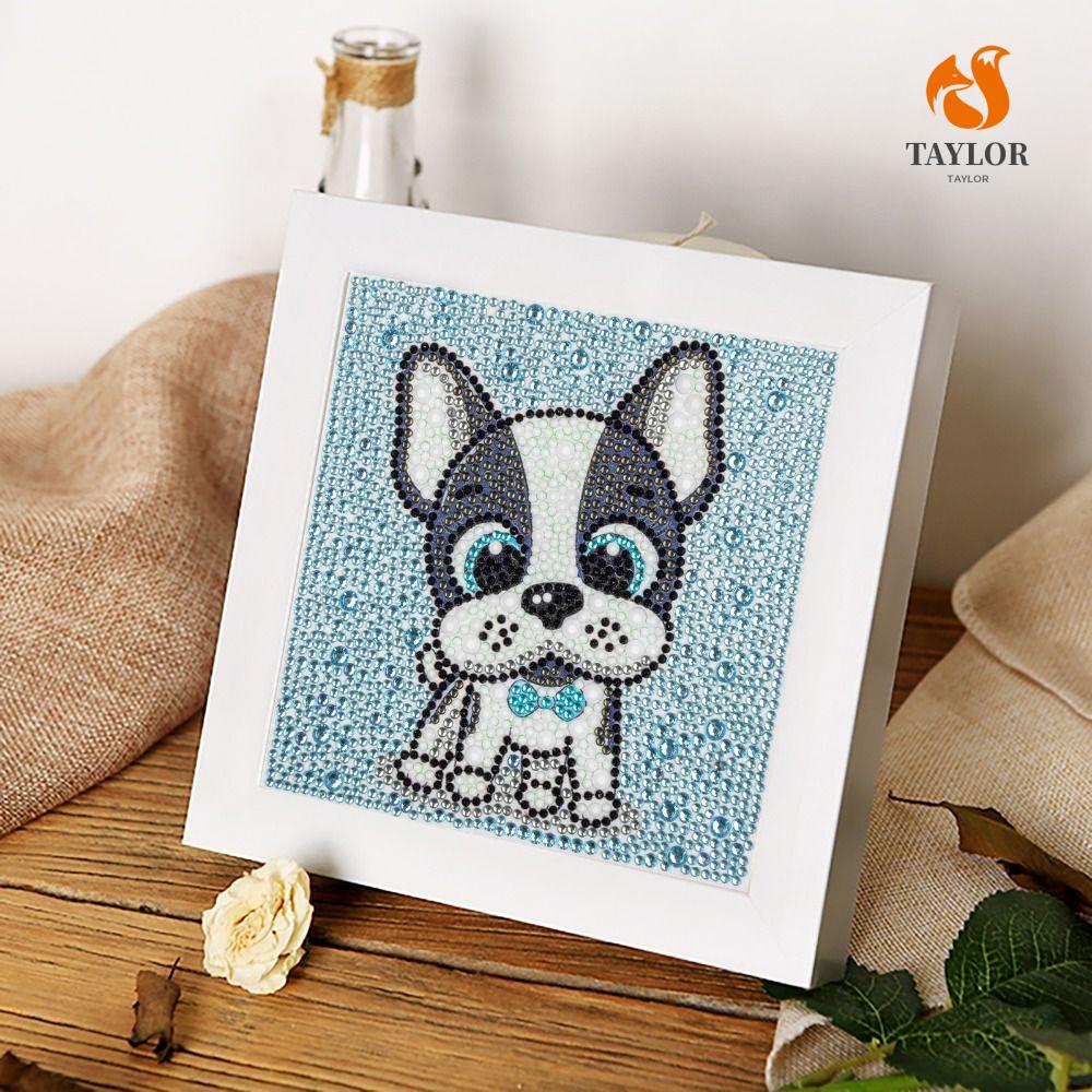 Tranh Vẽ Hình Chó Và Bướm Handmade TAYLOR1|Tranh Treo Tường Trang Trí Hình Động Vật 5D