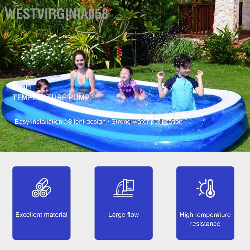 Westvirginia058 Hộp Mực Bơm Lọc Lược Trên Mặt Đất Dễ Dàng Bộ Bể Cao Su Cá Dụng Cụ Vệ Sinh 2000L/H 2.5 Mét Nâng 75W