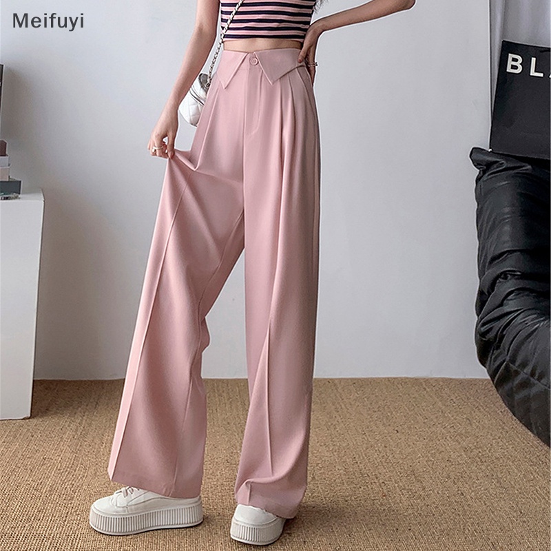 Quần Baggy Ống Rộng Lưng Cao Cài Nút Thời Trang Xuân Hè Phong Cách Hàn Quốc Cho Nữ
