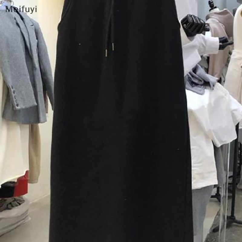 [Meifuyi] Chân Váy Dây Rút Eo Co Giãn Màu Trơn Thời Trang Dành Cho Nữ