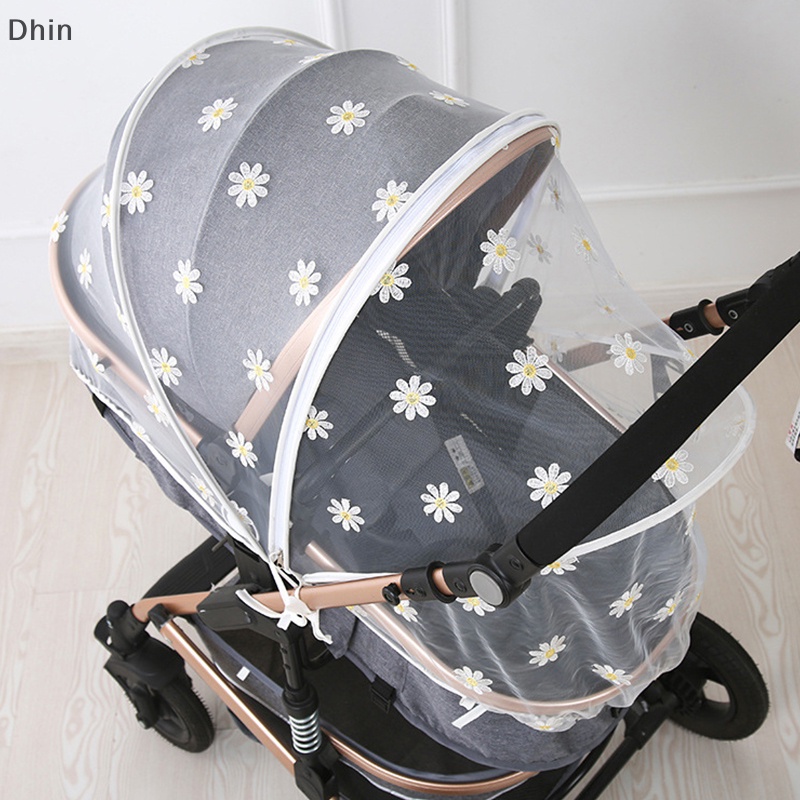 Vỏ Bọc Xe Đẩy Chống Muỗi Thoáng Khí Thêu Họa Tiết Hoa Cúc Xinh Xắn