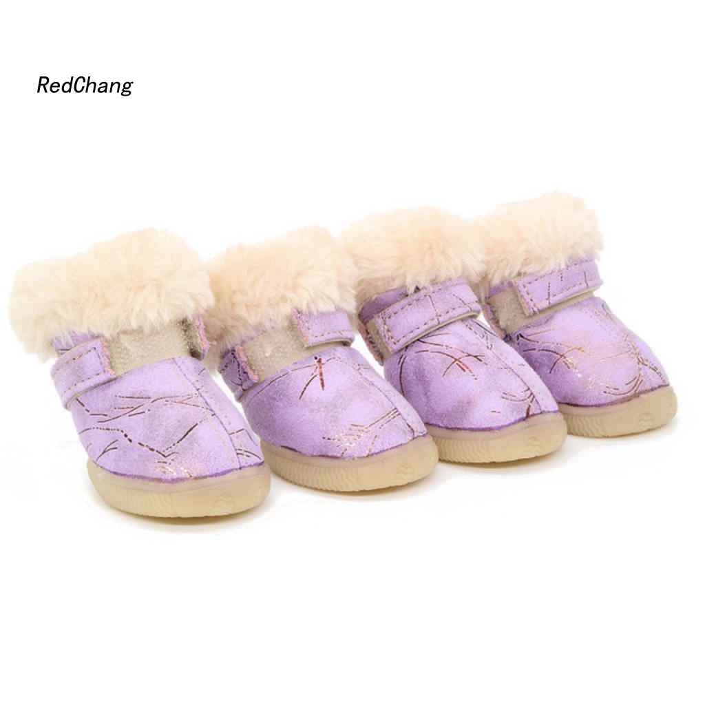 Set 4 Đôi Giày Thể Thao Chống Trượt Chống Mài Mòn Phong Cách Vintage Cho Thú Cưng