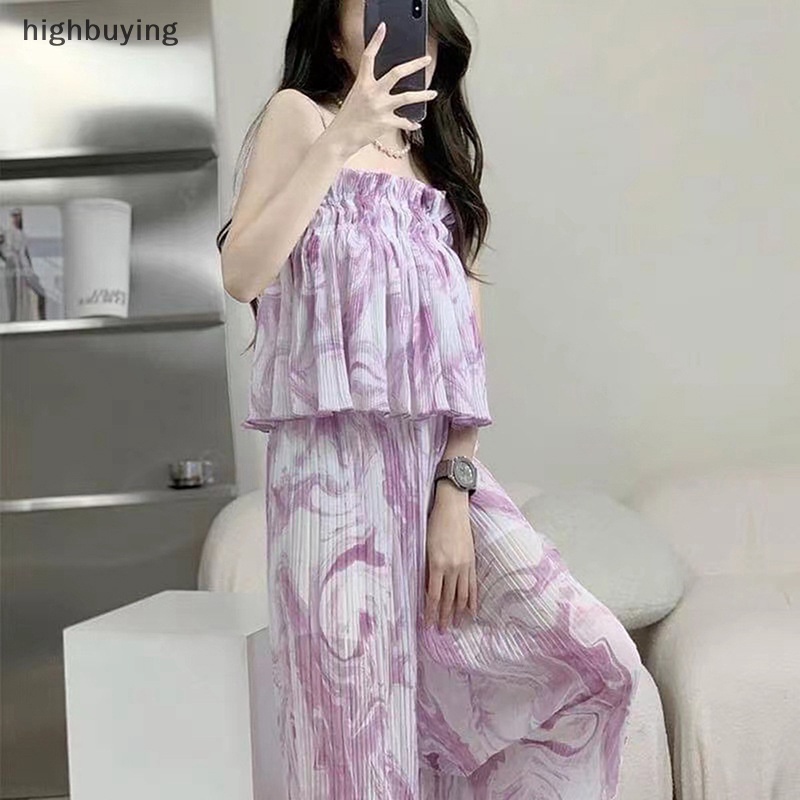 Set Áo Hai Dây + Quần Dài Ống Rộng Thời Trang Nữ