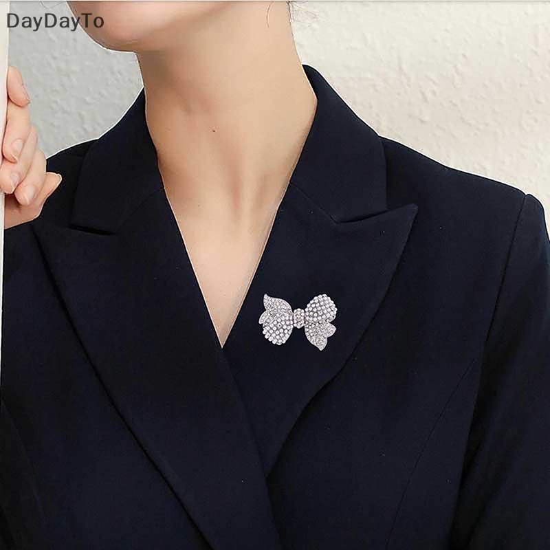 Daydayto Wuli&amp;amp;Trâm Cài Áo Hình Nơ Đính Đá &amp; Ngọc Trai Lấp Lánh Cho Nữ