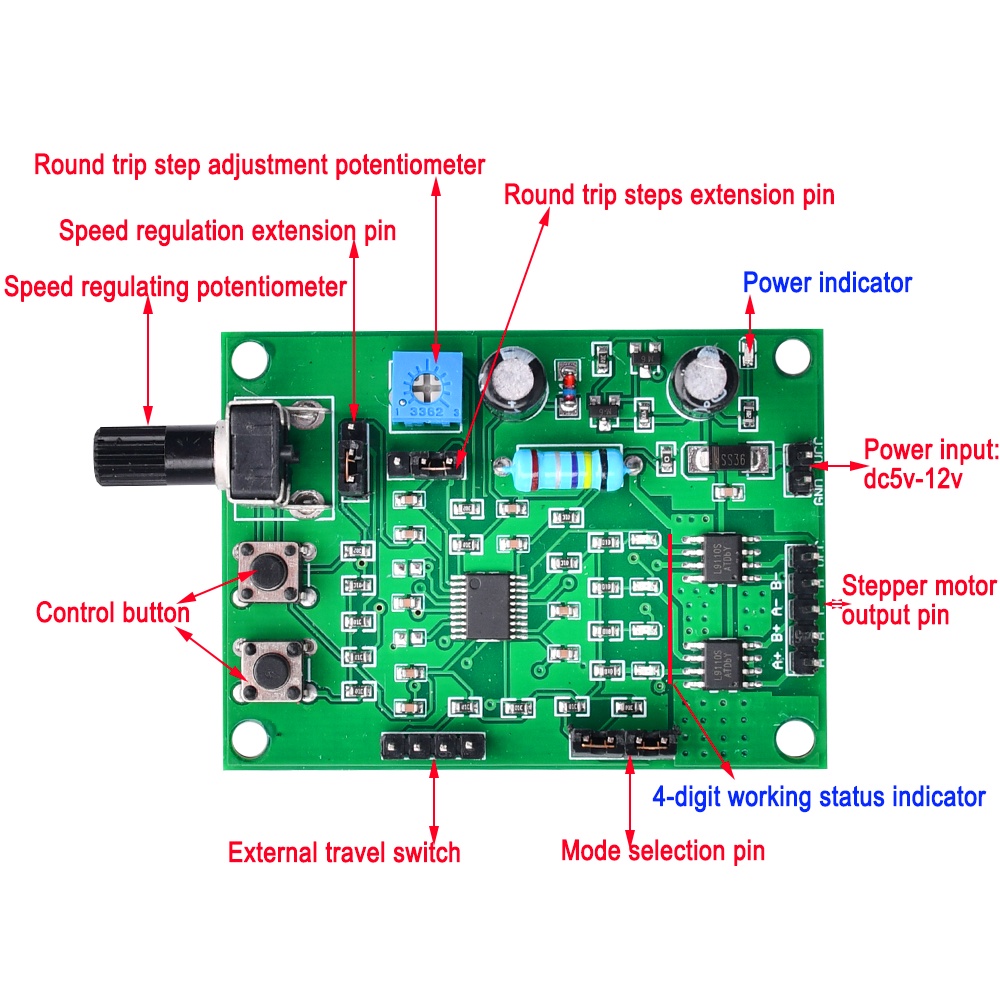 Bảng mạch điều khiển tốc độ động cơ RIRIHI đa năng 2 pha 4 dây 4 pha 5 dây DC 5V-12V Mini