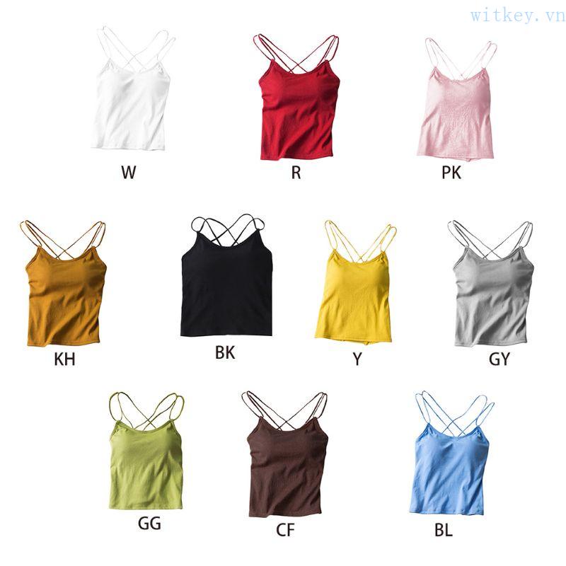 Áo Tank Top Dáng Ôm Màu Sắc Ngọt Ngào Phối Dây Đan Chéo Thời Trang Mùa Hè Quyến Rũ Cho