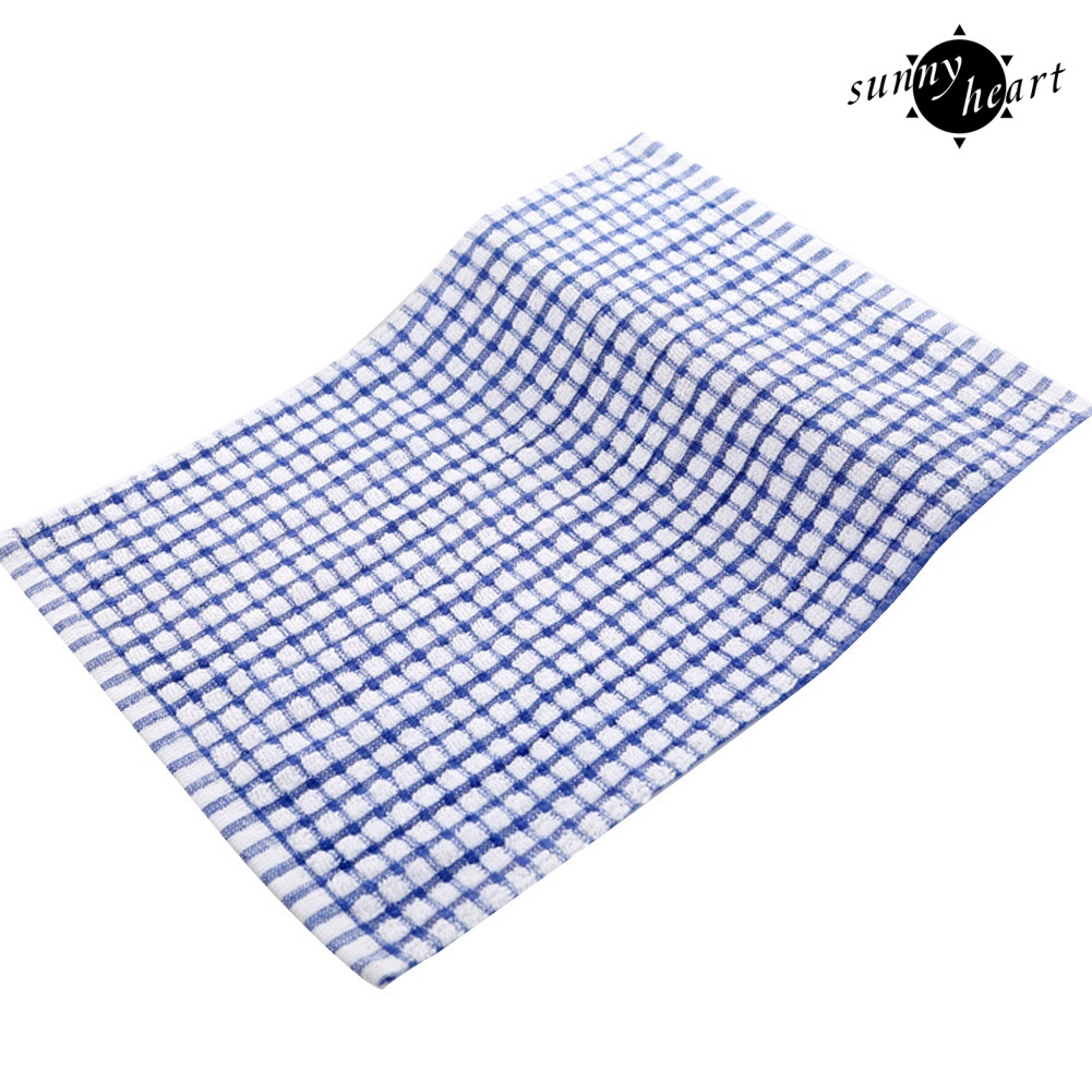 Khăn Lau Chén Dĩa Vải Cotton Mềm Mại Thấm Hút Tốt In Họa Tiết Caro Xinh Xắn