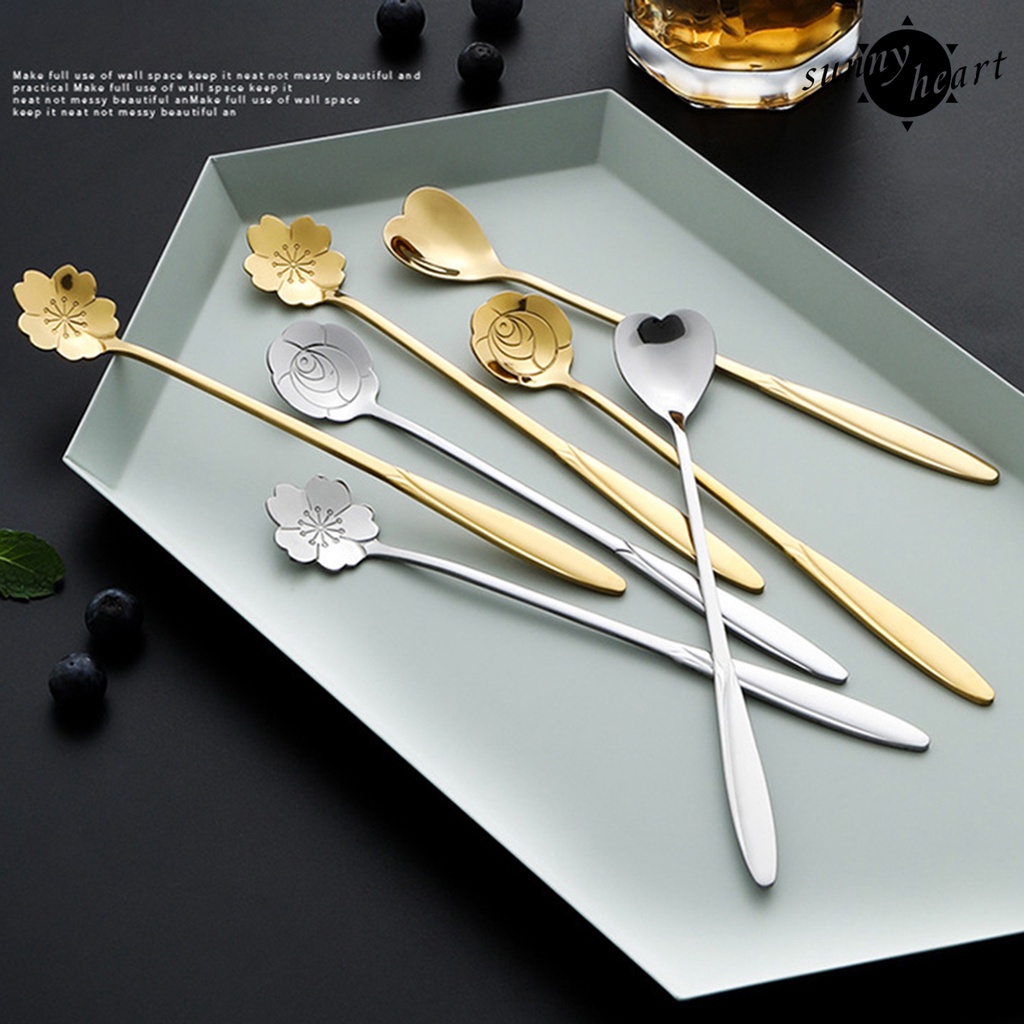 Muỗng Cà Phê Tay Cầm Dài Bằng Thép Không Gỉ Chất Lượng Cao