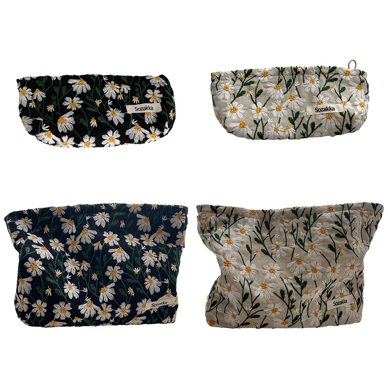 Túi Đựng Mỹ Phẩm Du Lịch Thêu Hoa Xinh Xắn